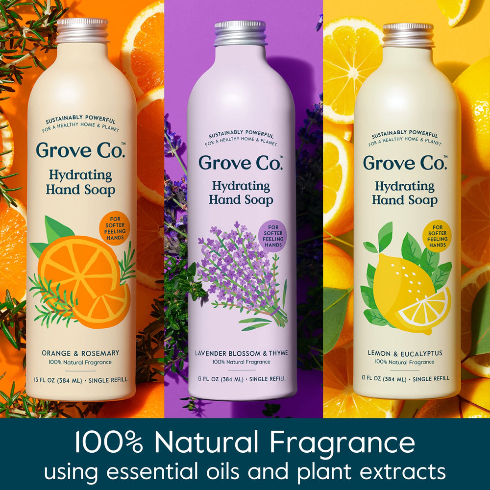 Grove Co. Lavender-Thyme refill with calming aroma and moisturising feel.