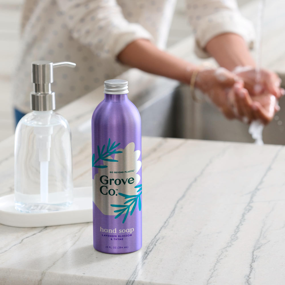 Grove Co Lavender Blossom Thyme fragrance provides a calming scent during washing