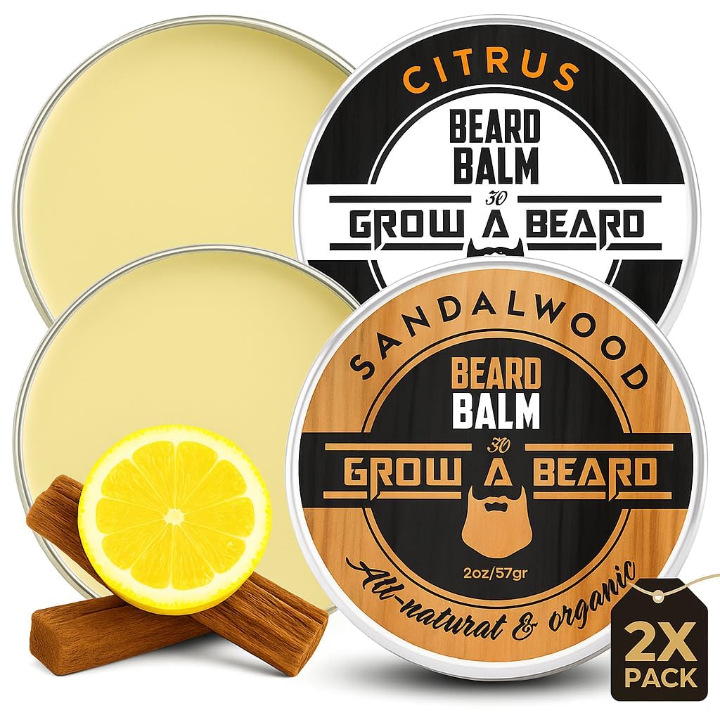 Grow Alpha Beard Balm sandalwood jar offers natural conditioning for softer, manageable beards.