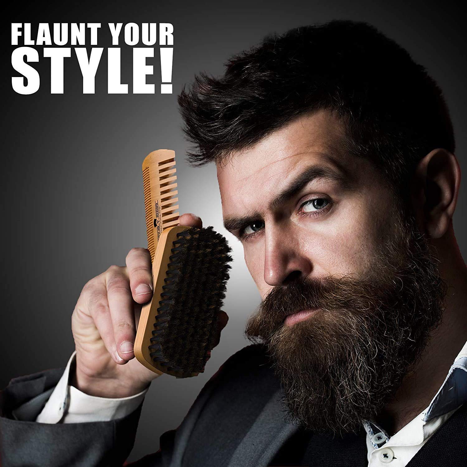 Grow Alpha beard dual action comb for detangling and skin-friendly grooming.