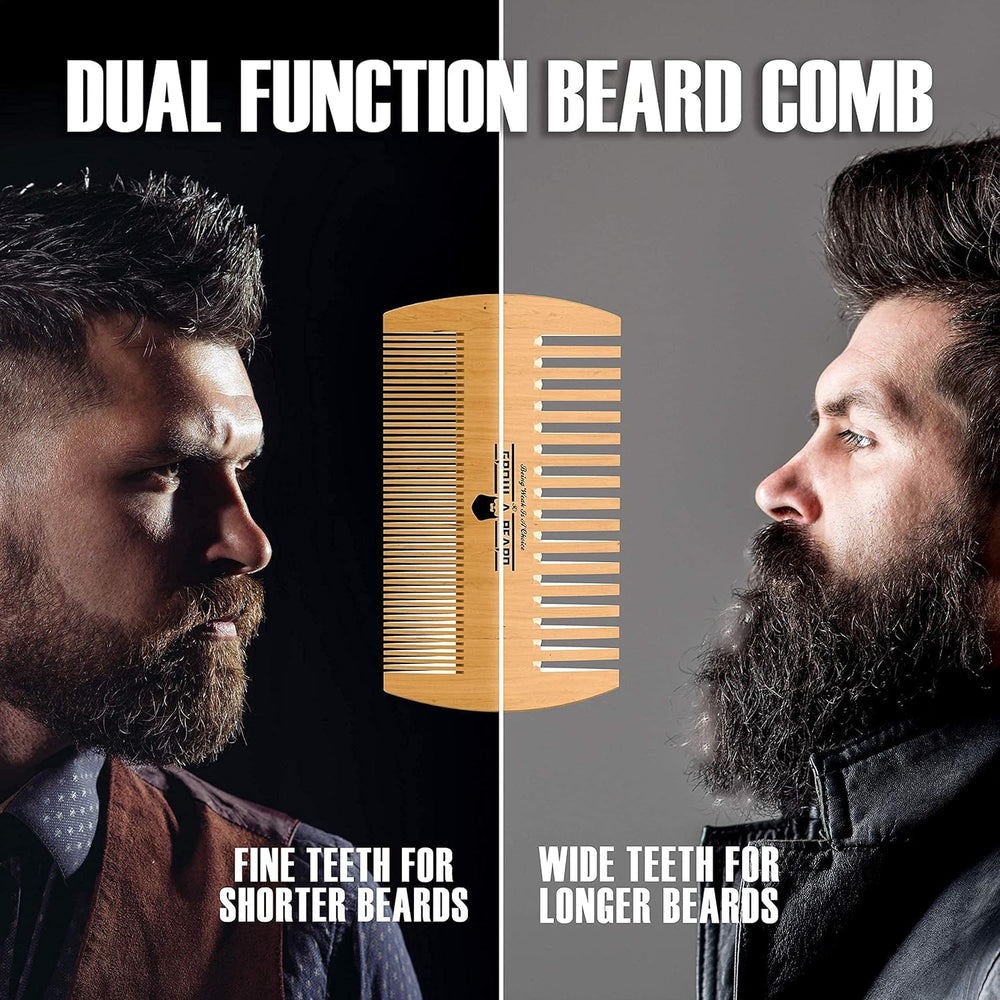 Grow Alpha Beard dual-action wood comb for detangling
