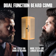 Grow Alpha Beard dual-action wood comb for detangling