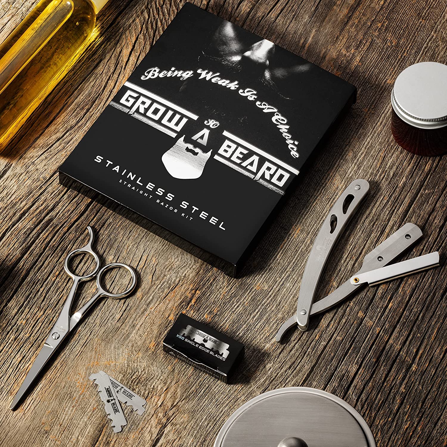 Grow Alpha Beard scissors included for precise beard and mustache trimming