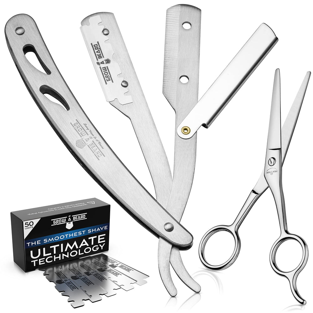 Grow Alpha Beard straight razor with foldable design for portable grooming precision