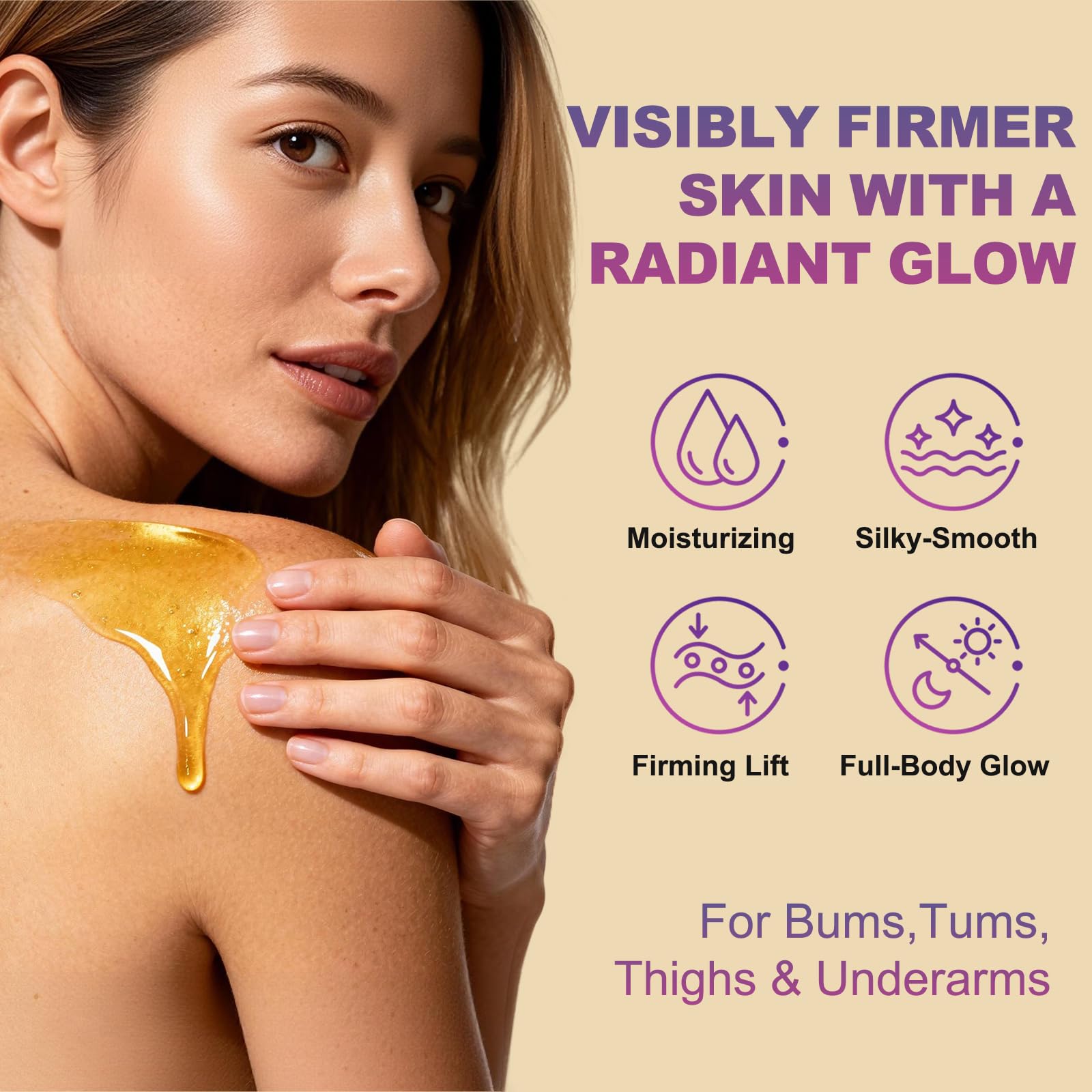 GROW DATE Body Firming Oil pump-dispense for easy, mess-free application