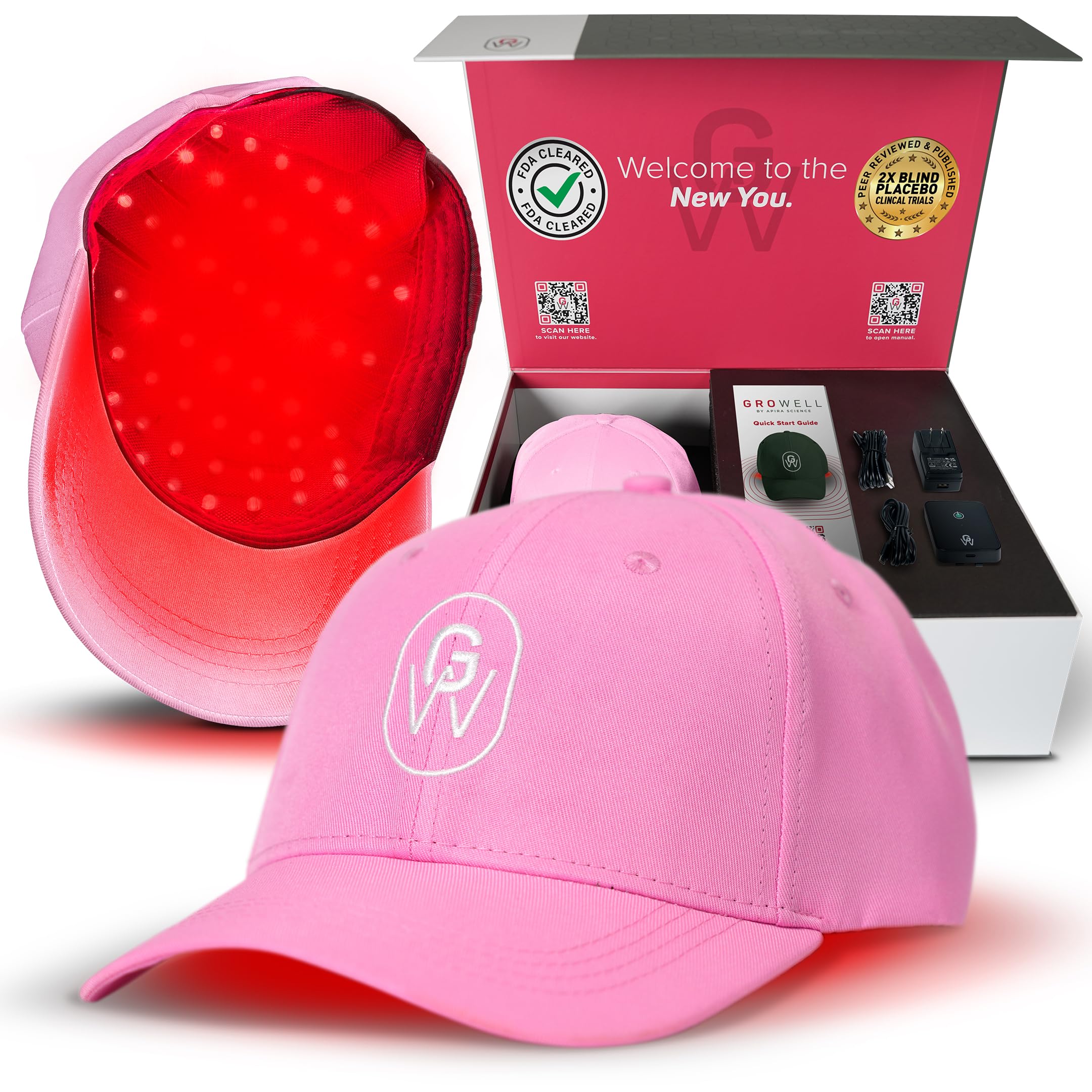GroWell red light hair cap full-coverage energy for at-home scalp therapy.