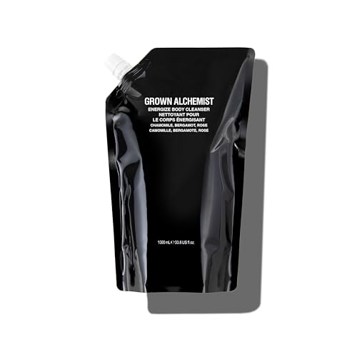 Grown Alchemist Energize Body Cleanser bottle front with chamomile and bergamot.