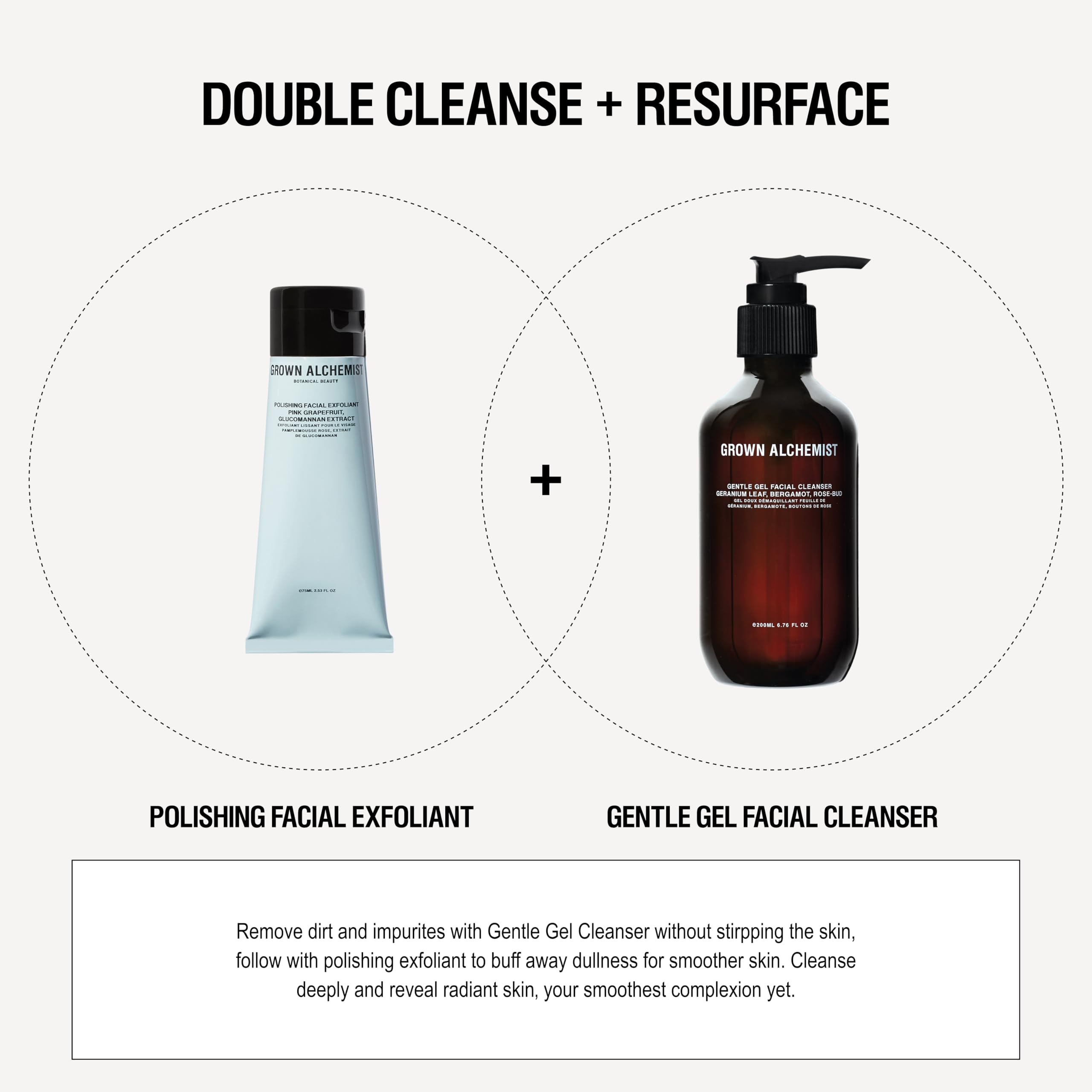 Grown Alchemist Gentle Gel Cleanser pump with creamy foam for sensitive skin