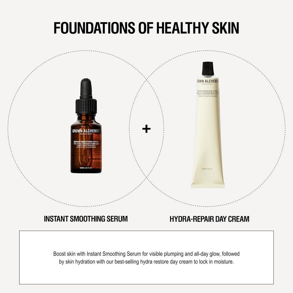 Grown Alchemist Hydra-Restore Day Cream on vanity for daily use.