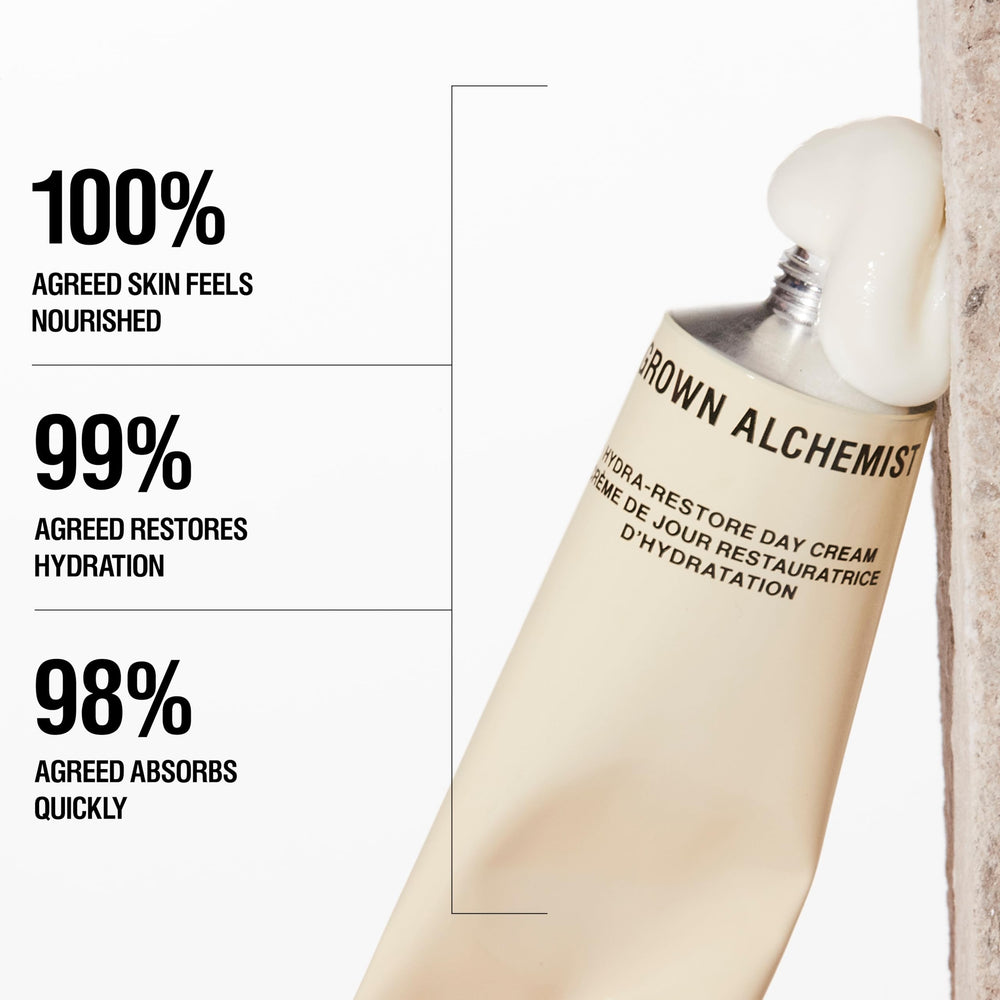 Grown Alchemist Hydra-Restore Day Cream packaging on shelf ready for morning routine.
