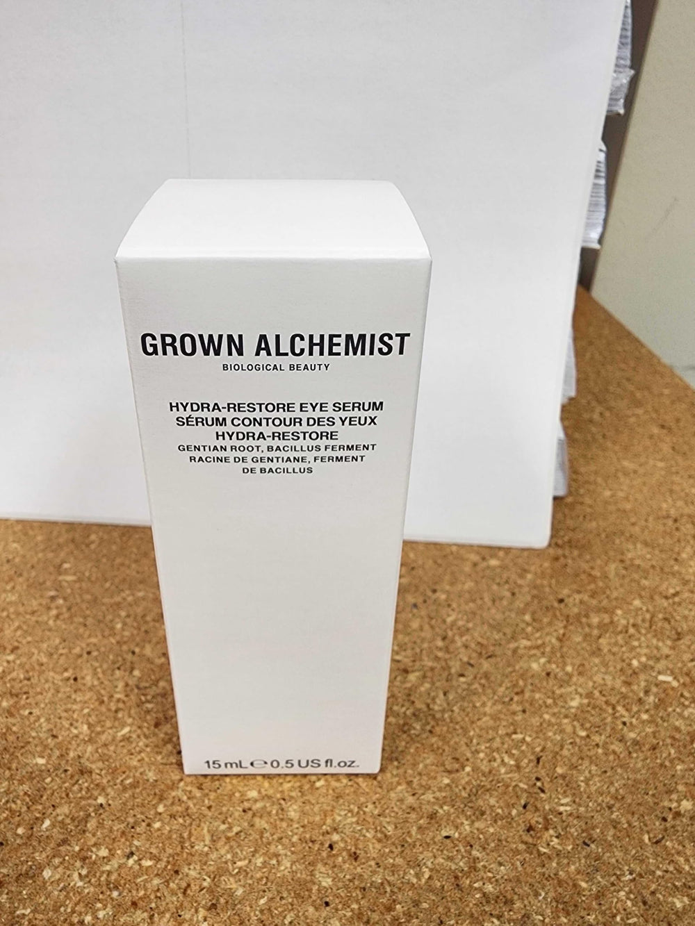 Application around the eye area with Hydra-Restore Eye Serum by Grown Alchemist