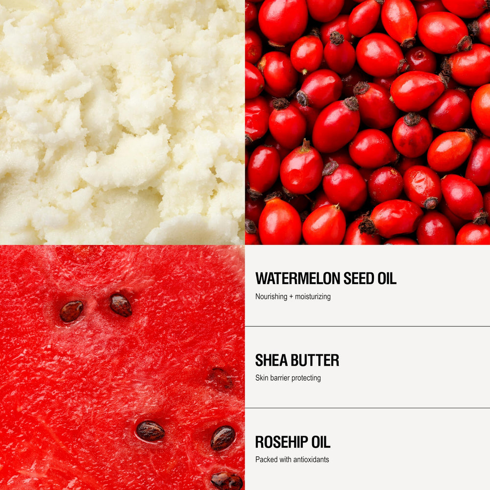 Grown Alchemist Hydra-Restore Lip Balm applied on lips for smooth hydration and subtle vanilla watermelon aroma