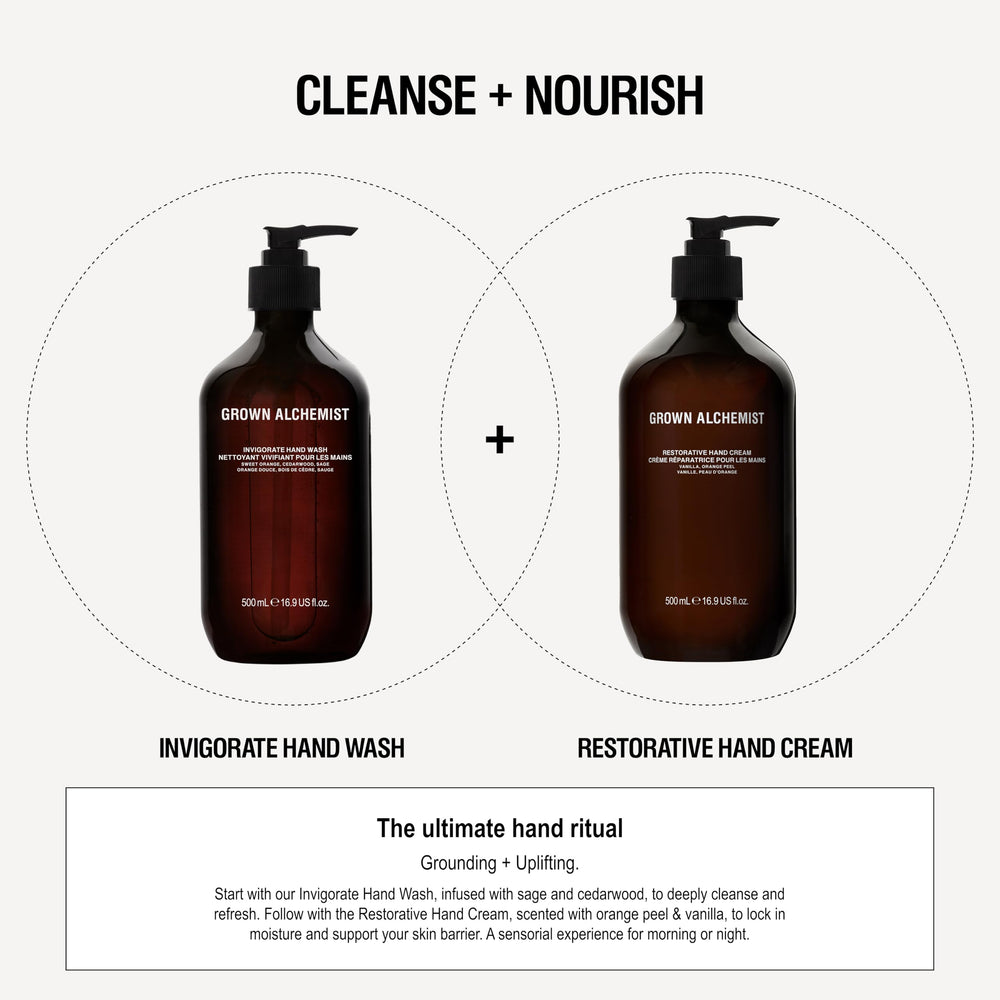 Grown Alchemist Invigorate bathroom sink setup for a spa-like ritual.
