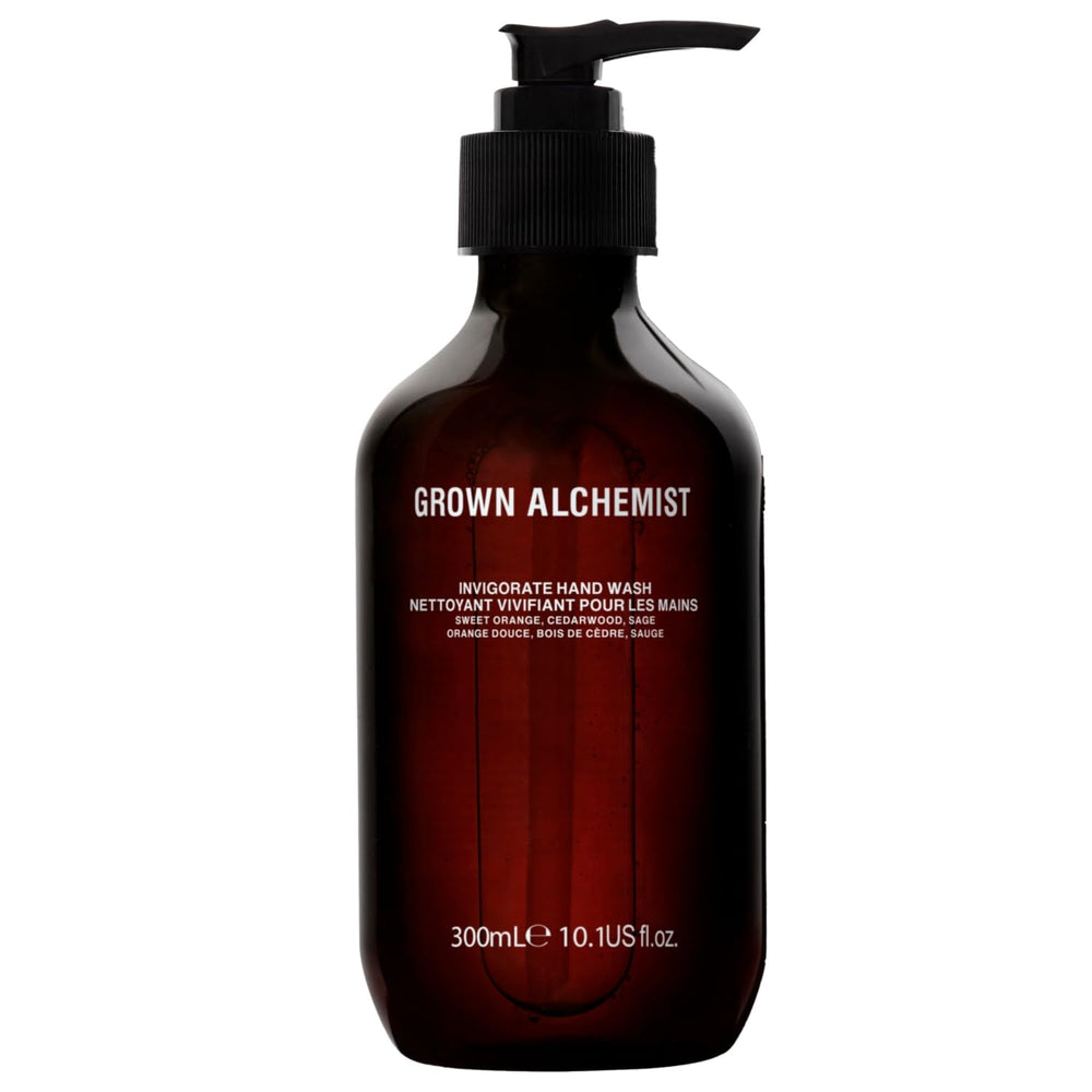 Grown Alchemist Invigorate hand wash bottle with label offering a refreshing cleanse.