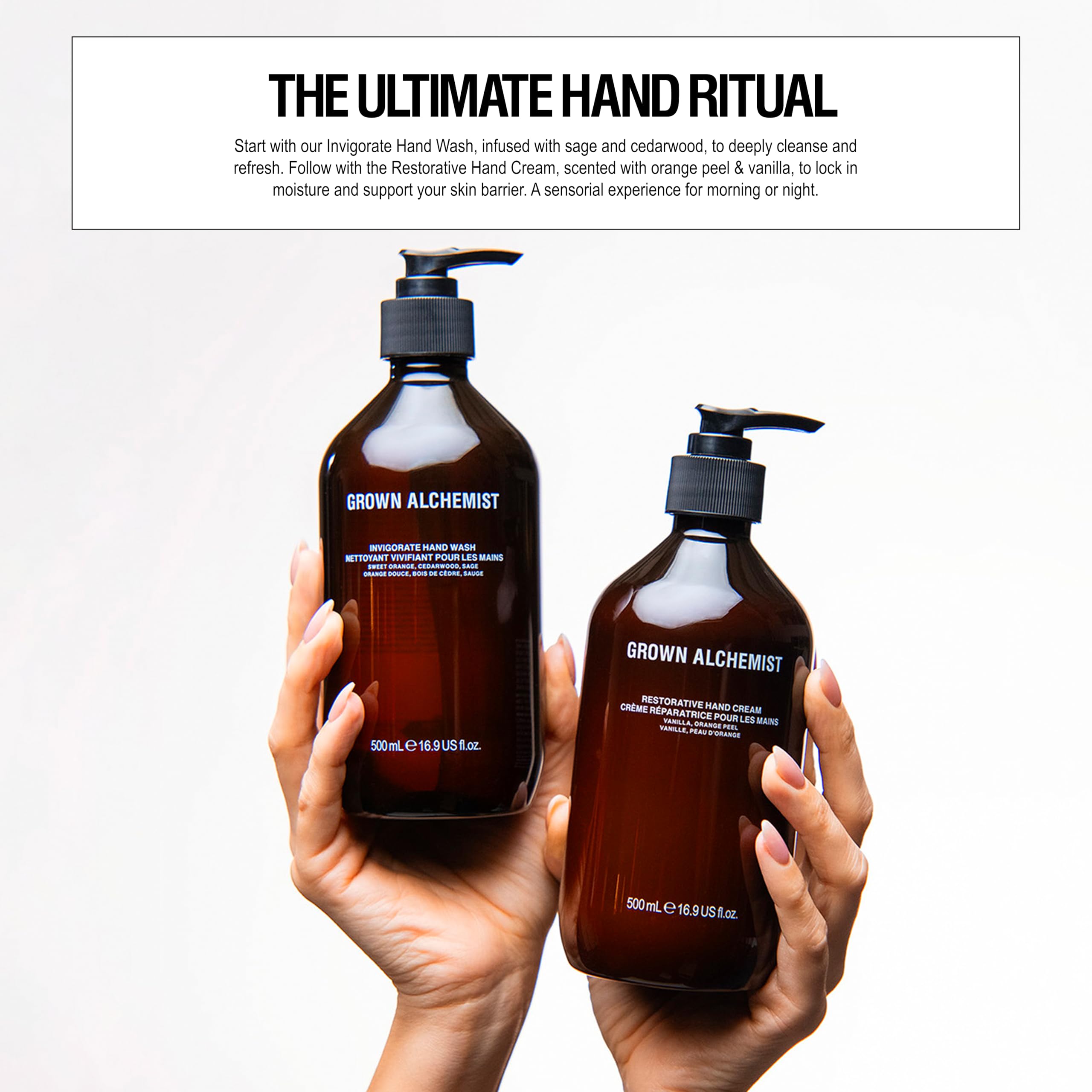 Grown Alchemist Invigorate Hand Wash Refill bottle with citrus aroma suggests spa-like daily cleansing