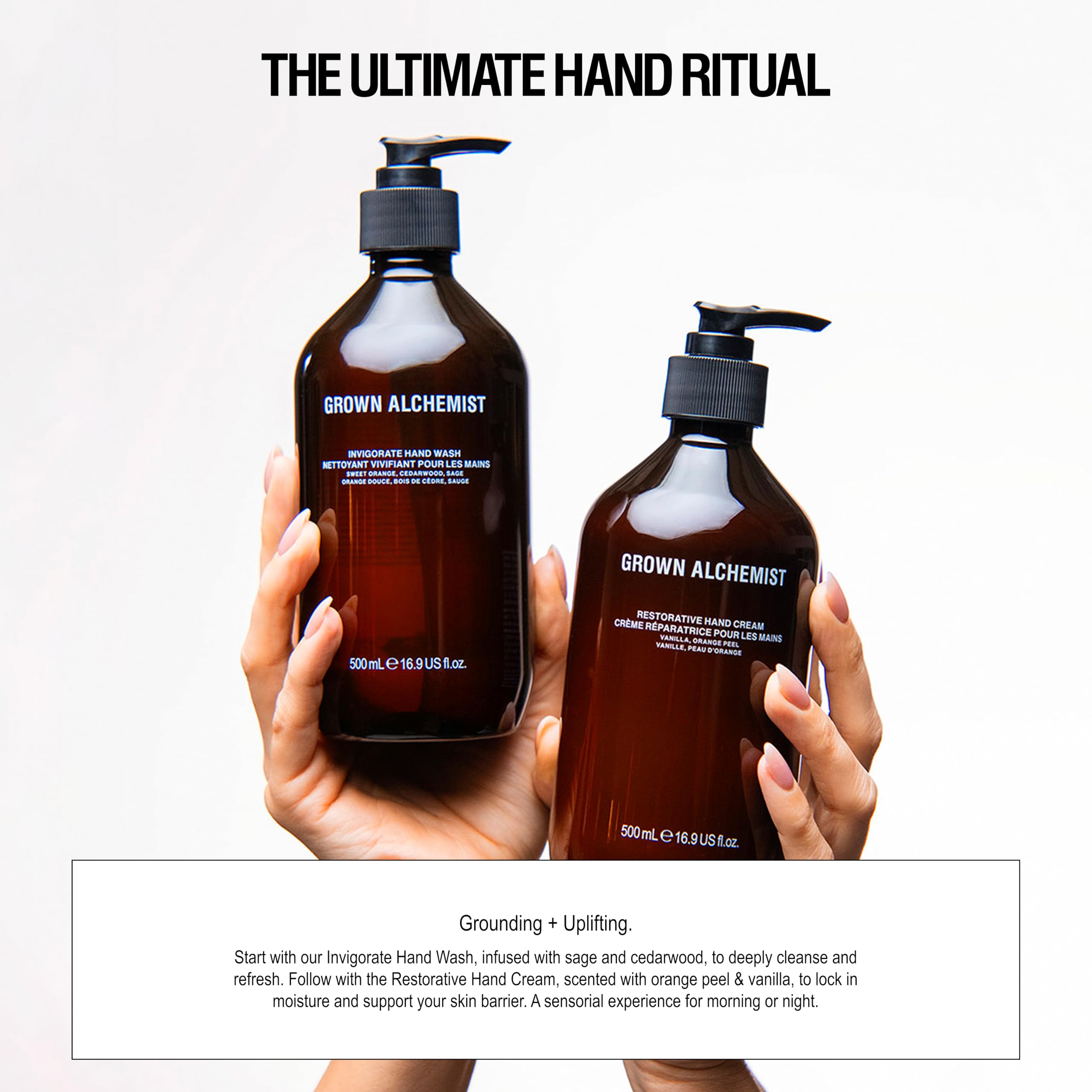 Grown Alchemist Invigorate ingredients graphic emphasizing aloe and citrus notes.