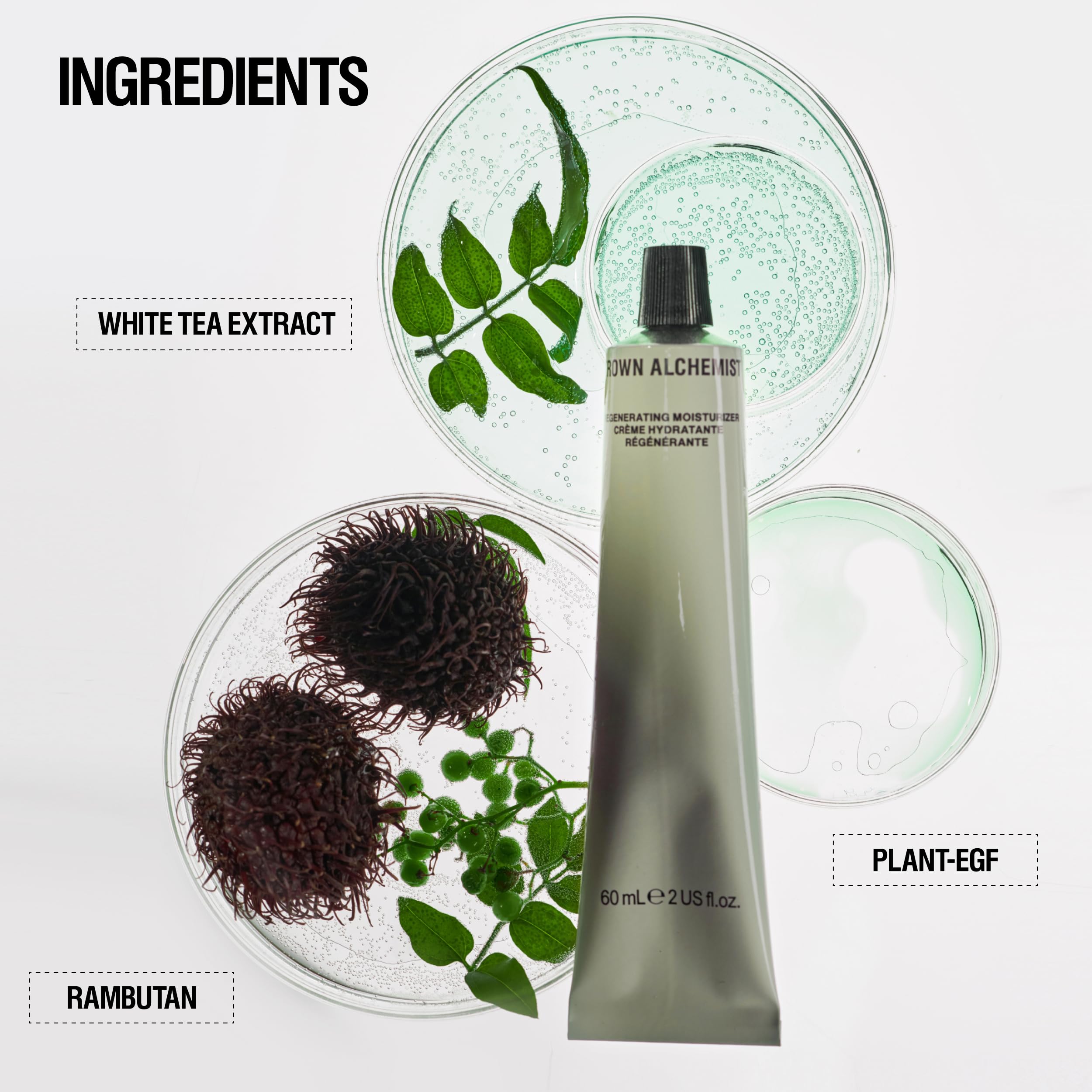 Grown Alchemist Regenerating Moisturizer cream texture swatch reveals silky, smooth application.