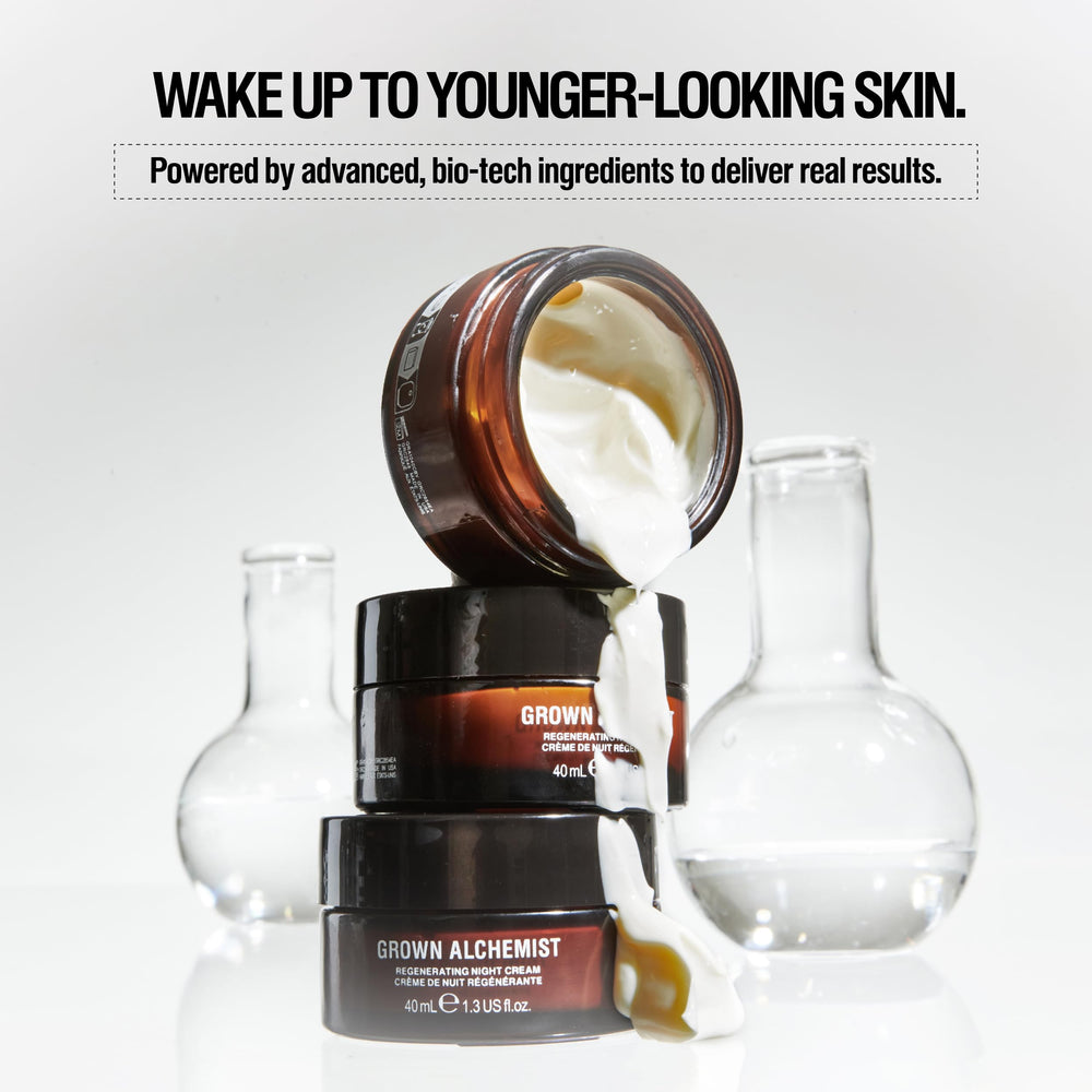 Grown Alchemist Regenerating Night Cream hyaluronic acid drop illustration.