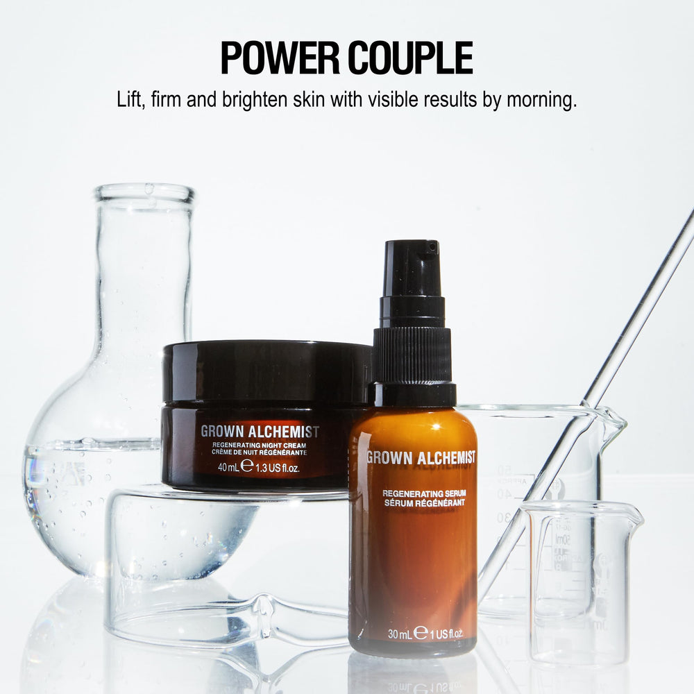 Grown Alchemist Regenerating Night Cream peptide-rich hydration visuals.