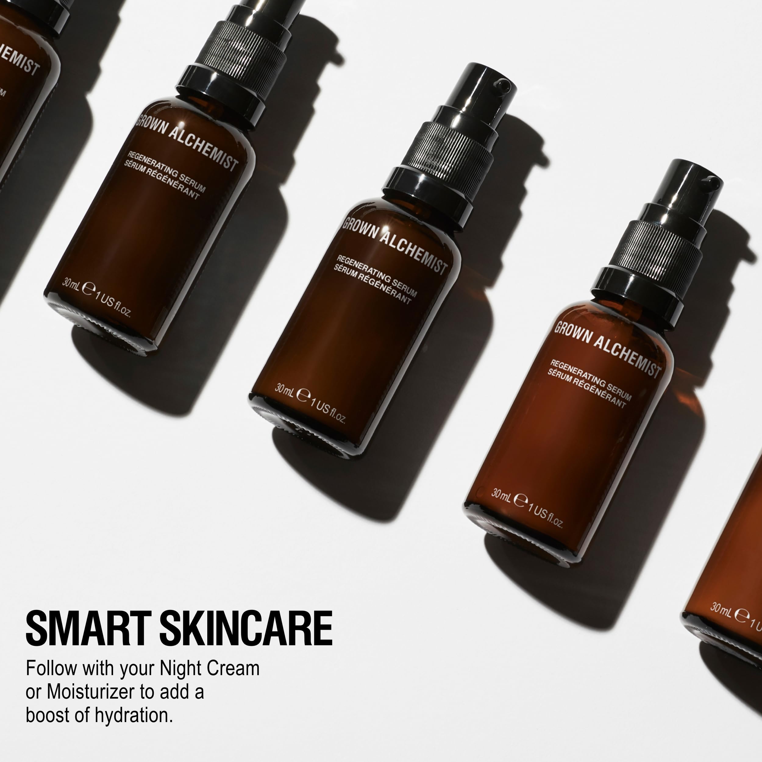 Grown Alchemist Regenerating Serum in a morning routine setup for daily use