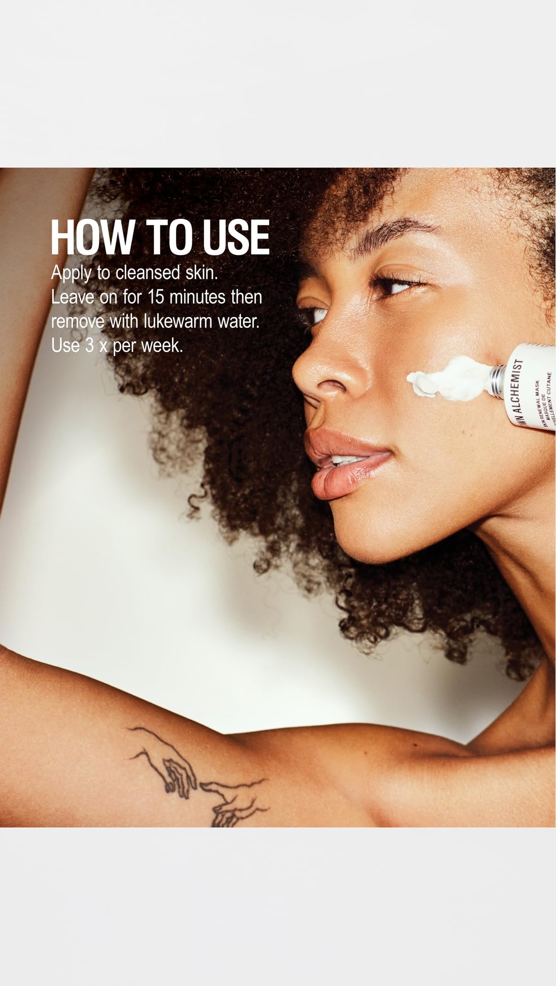 Grown Alchemist Skin Renewal Mask application action shot for easy use