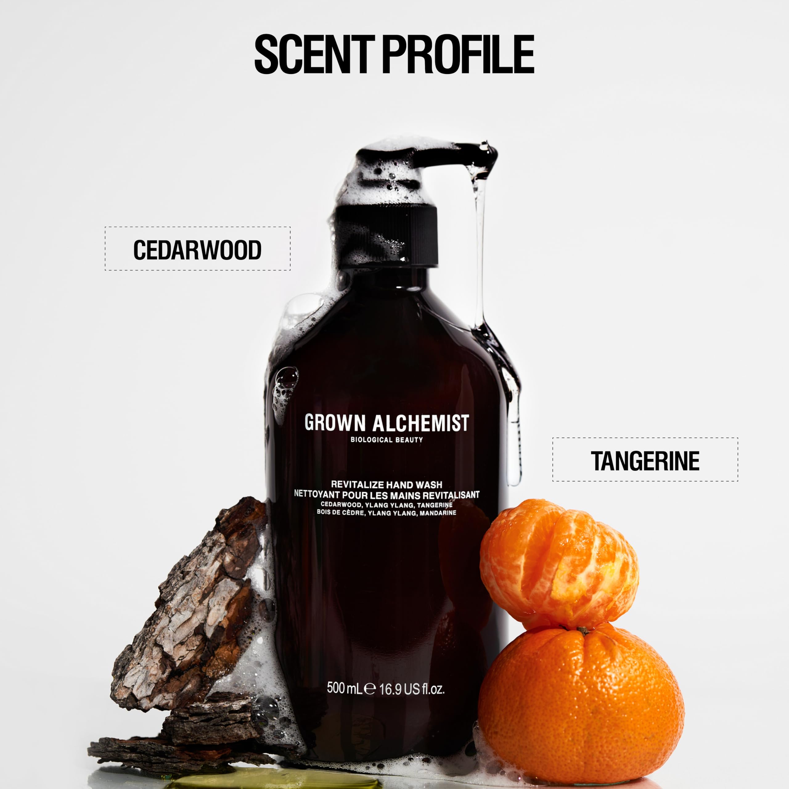 Grown Alchemist Ylang Ylang Tangerine Cedarwood essence close up invites calming cleansing rituals