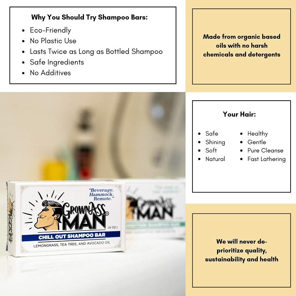 Grown Ass Man Co. bar in water splash, long-lasting performance.
