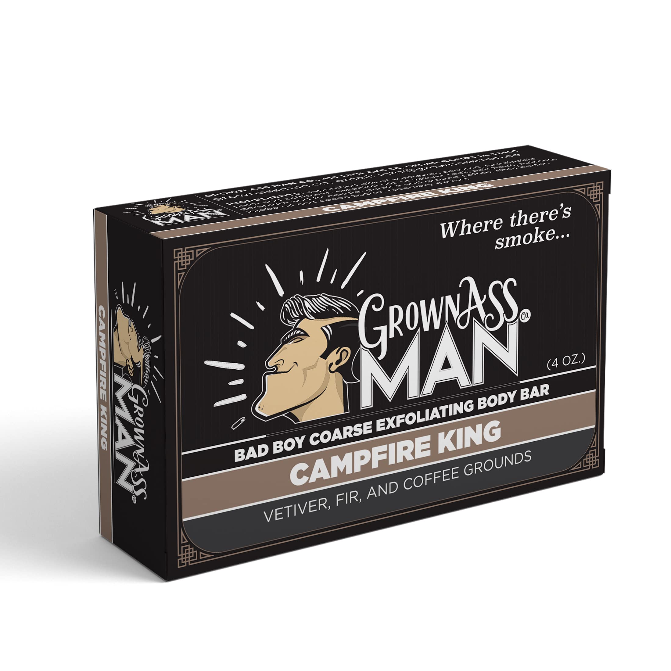 Grown Ass Man Co. Body Bars 3-pack packaging highlights natural ingredients.