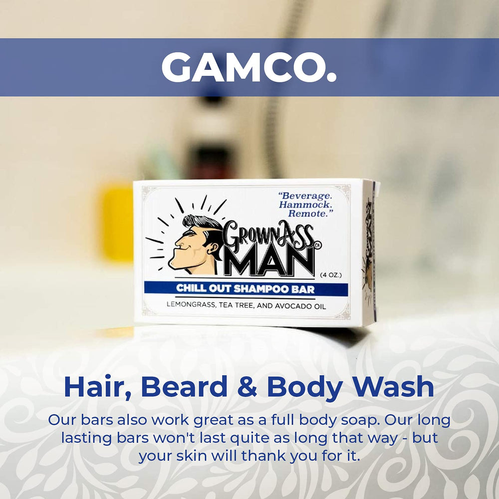 Grown Ass Man Co. body bar in wash, full-body cleanse.