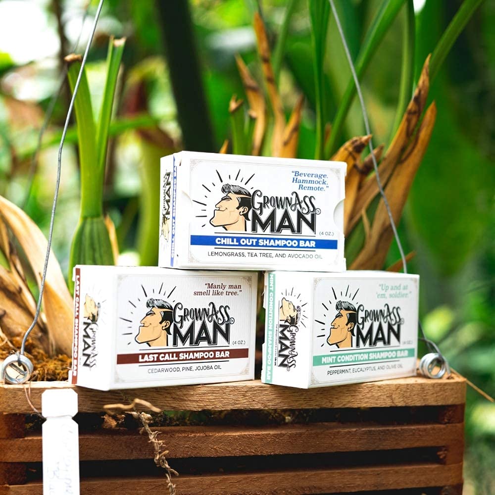 Grown Ass Man Co. bar used as full body wash for a refreshing cleanse.