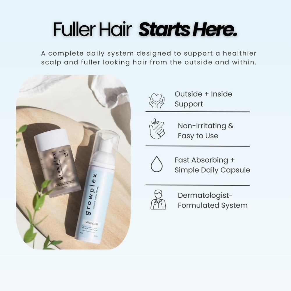 Leave-in foam application demonstrates quick, non-sticky scalp care.