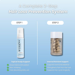 Growplex Complex10 daily supplement capsule for hair-friendly nutrients.