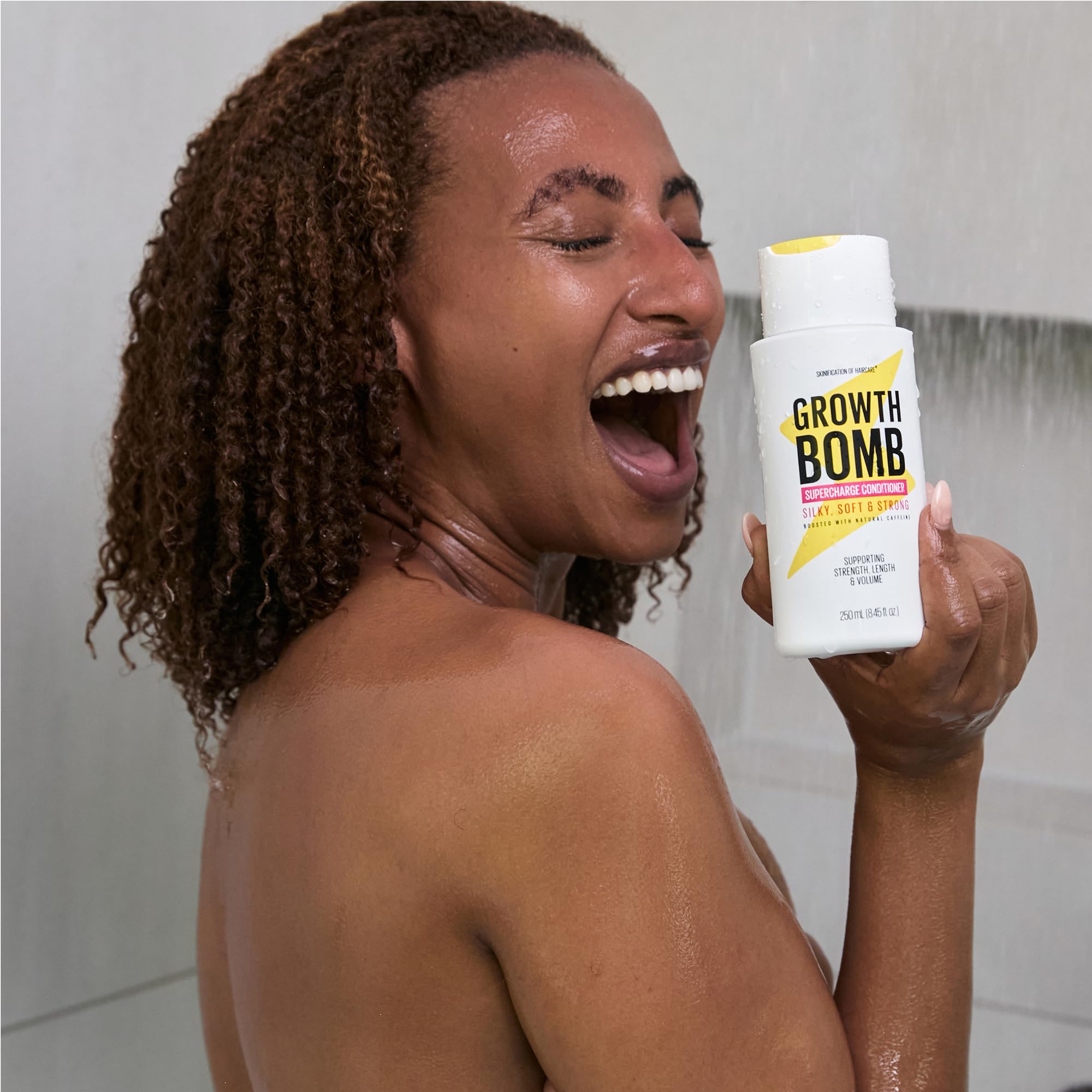 Growth Bomb Supercharge Conditioner back label detail with botanicals