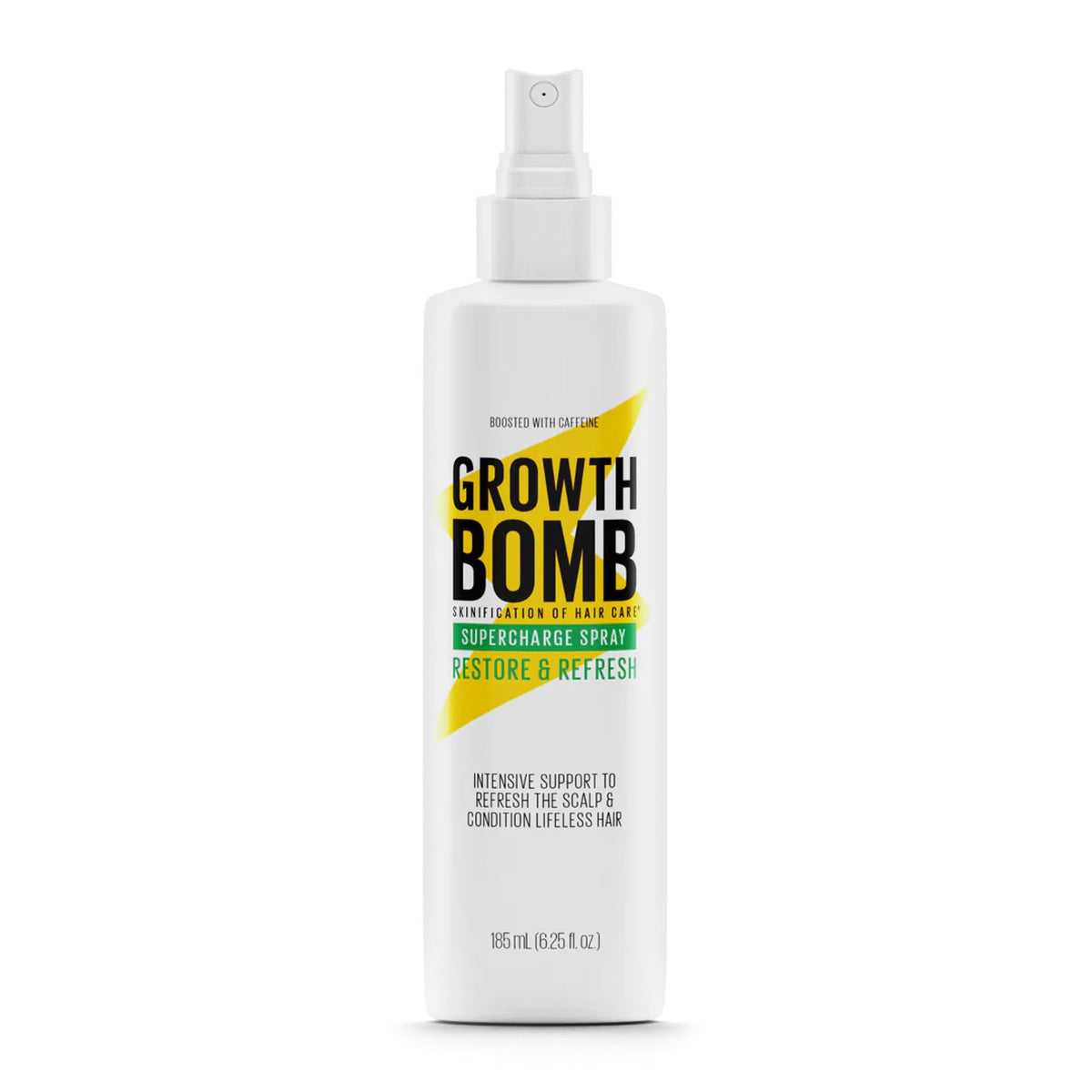 Growth Bomb Supercharge Spray bottle pour delivering even hydration.