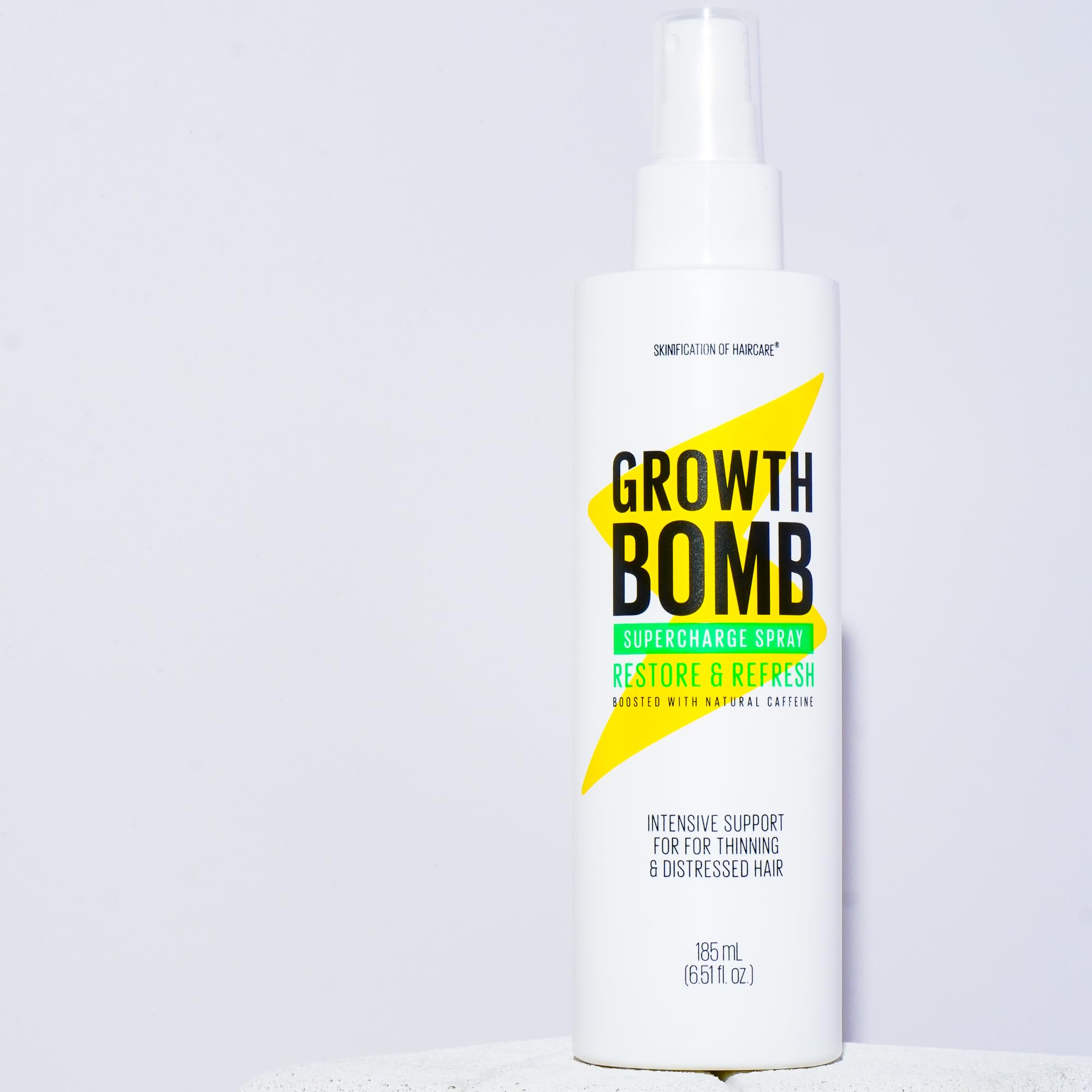 Growth Bomb Supercharge Spray lightweight mist delivers weightless hydration.