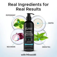 Growth Essence Minoxidil Shampoo rich lather demonstrates cleansing action for healthier-looking hair