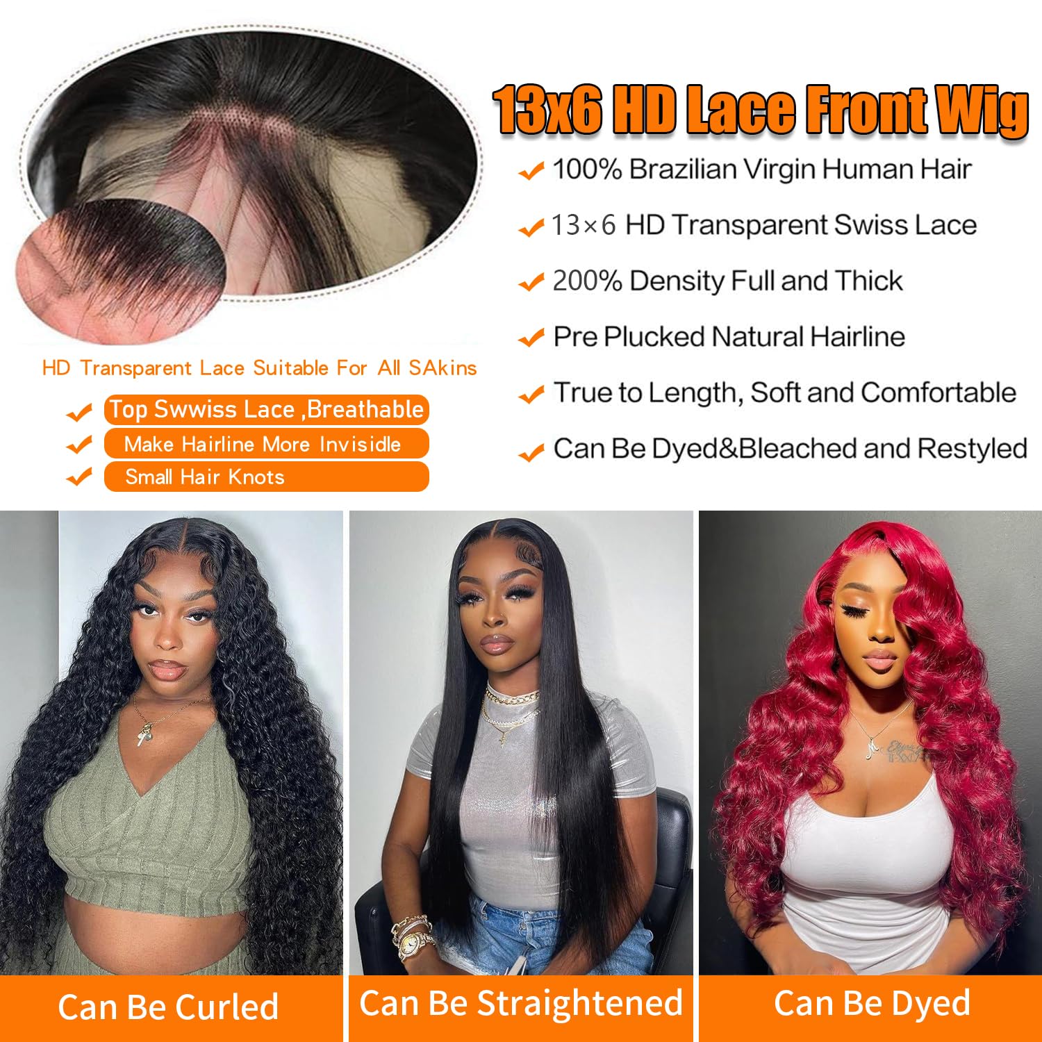 Groyfd pre-plucked baby hair front wig for easy styling