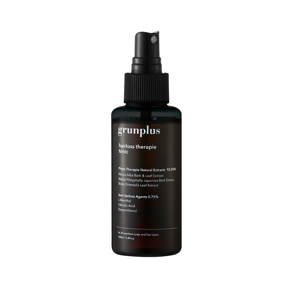 Grunplus Hair Growth Serum bottle with herbal extracts for thicker hair