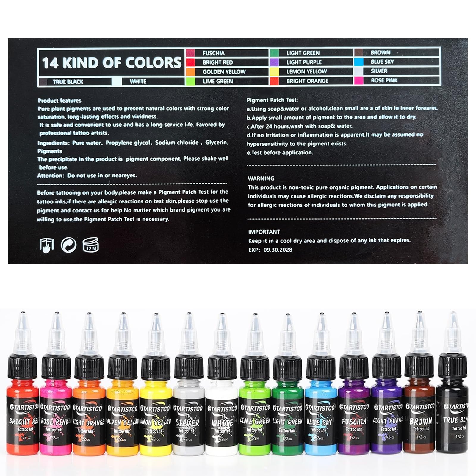 GTARTISTOO professional ink set ready for studio deployment and client variety.