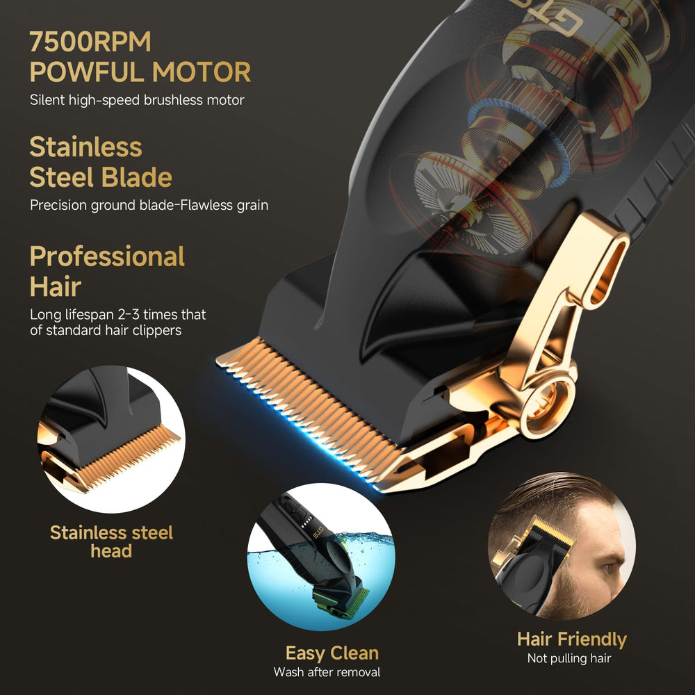 GTS PRO clippers in use showing the 7500 rpm motor for fast grooming.