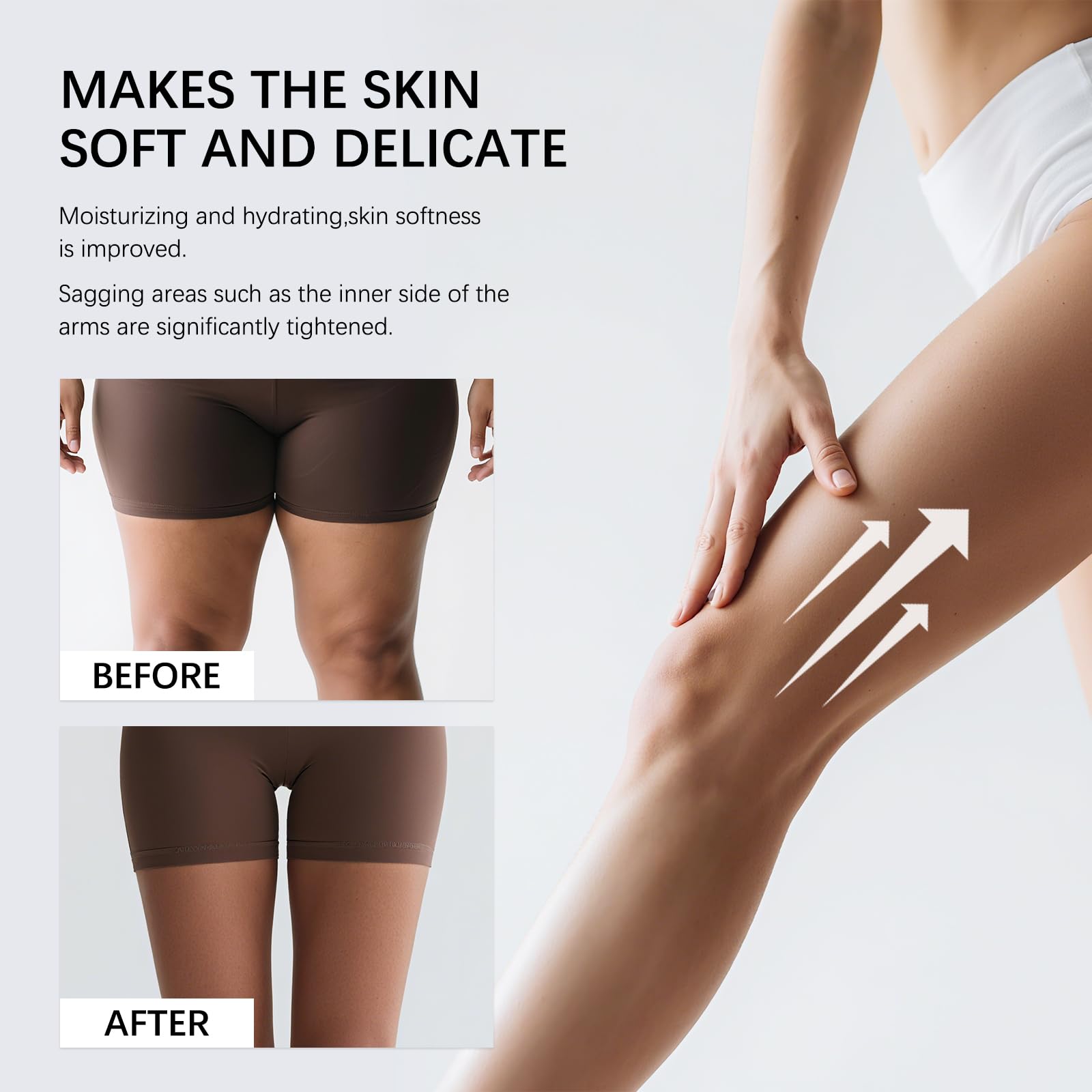 GTVOSY Champagne Lift Firming Body Creme on legs highlights radiance and smoothness.
