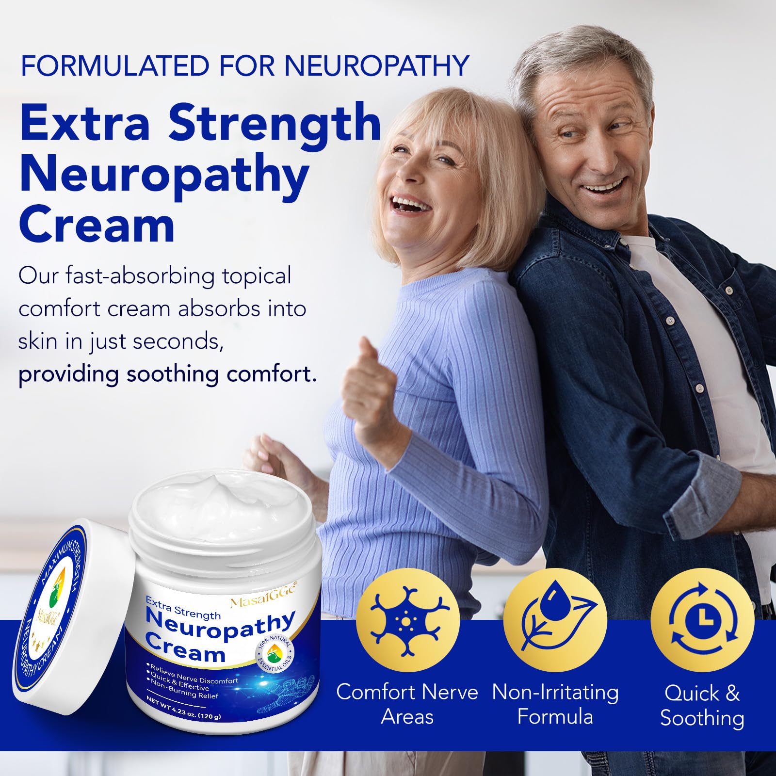 GTZSXNP Neuropathy Cream on back area indicating versatile use.