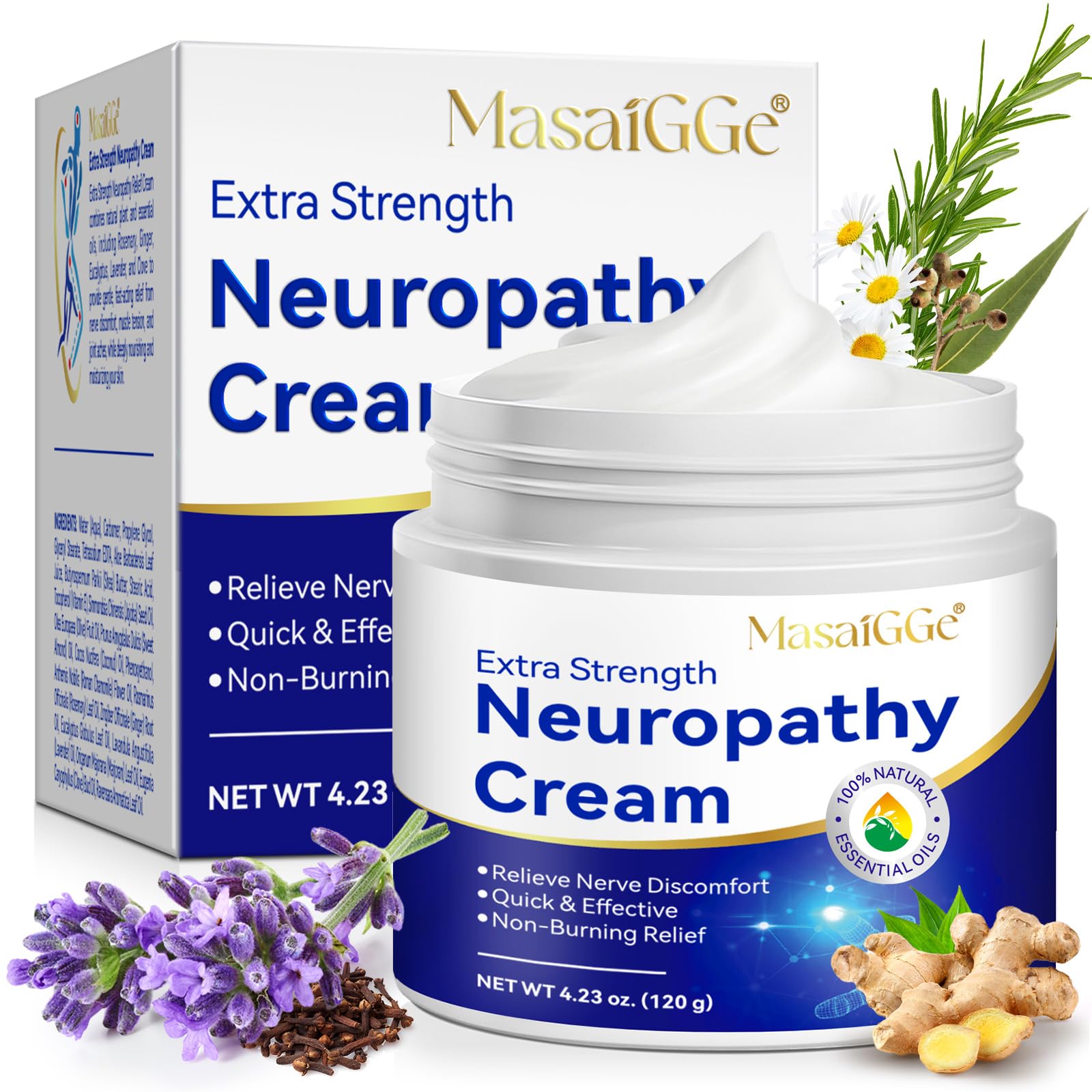 GTZSXNP Neuropathy Cream bottle close-up showing premium branding.