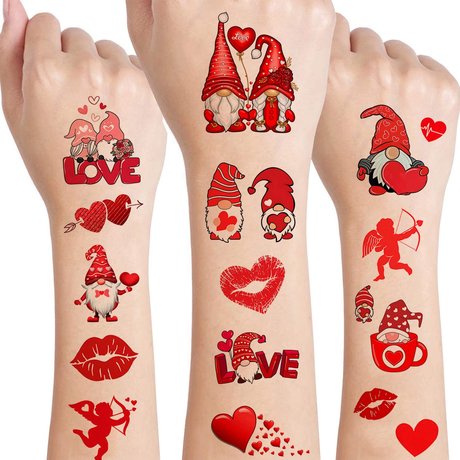 GUAACCB 12 sheet valentines tattoo pack for party favors and photo worthy looks