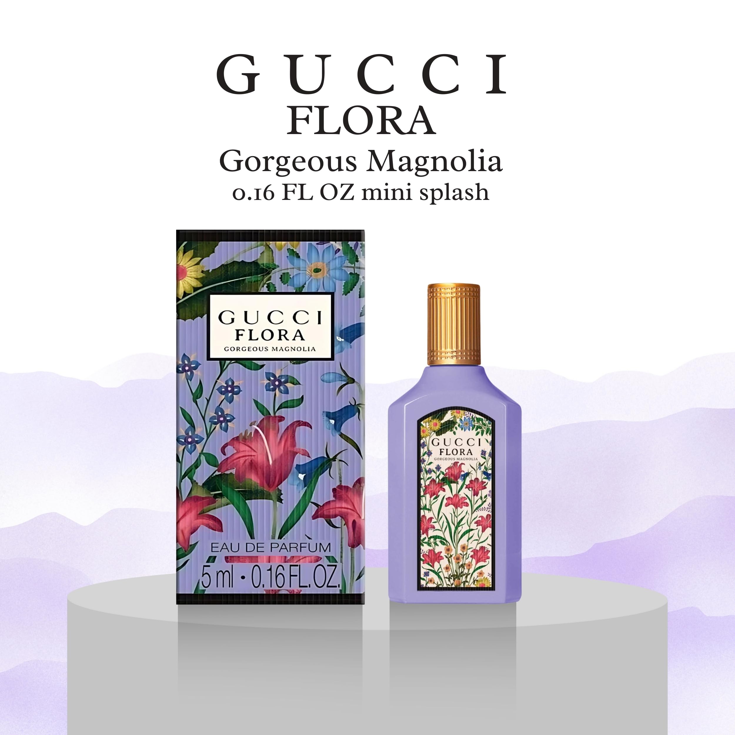Gucci Flora Gorgeous Magnolia 5ml bottle highlighting compact luxury.