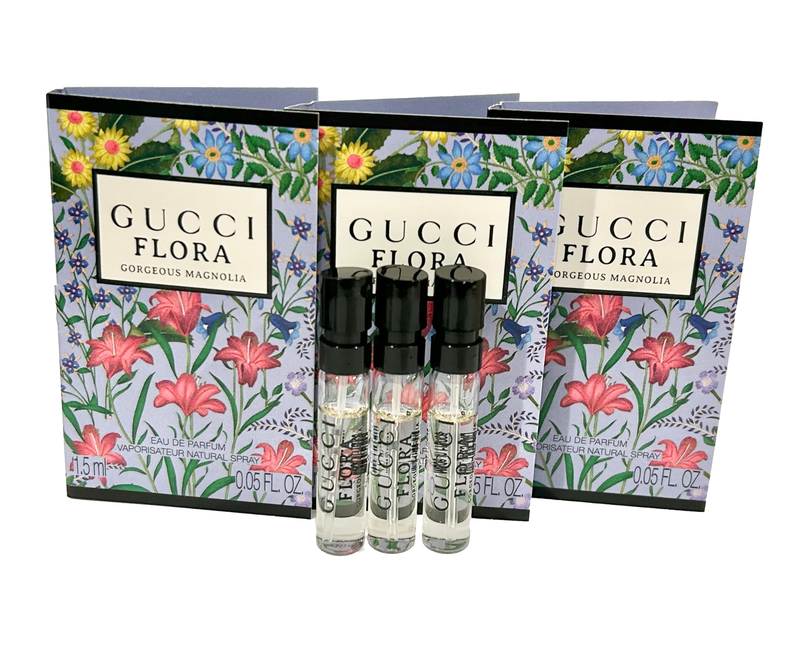 Gucci Flora Gorgeous Magnolia mini spray 1.5 ml for quick refresh.
