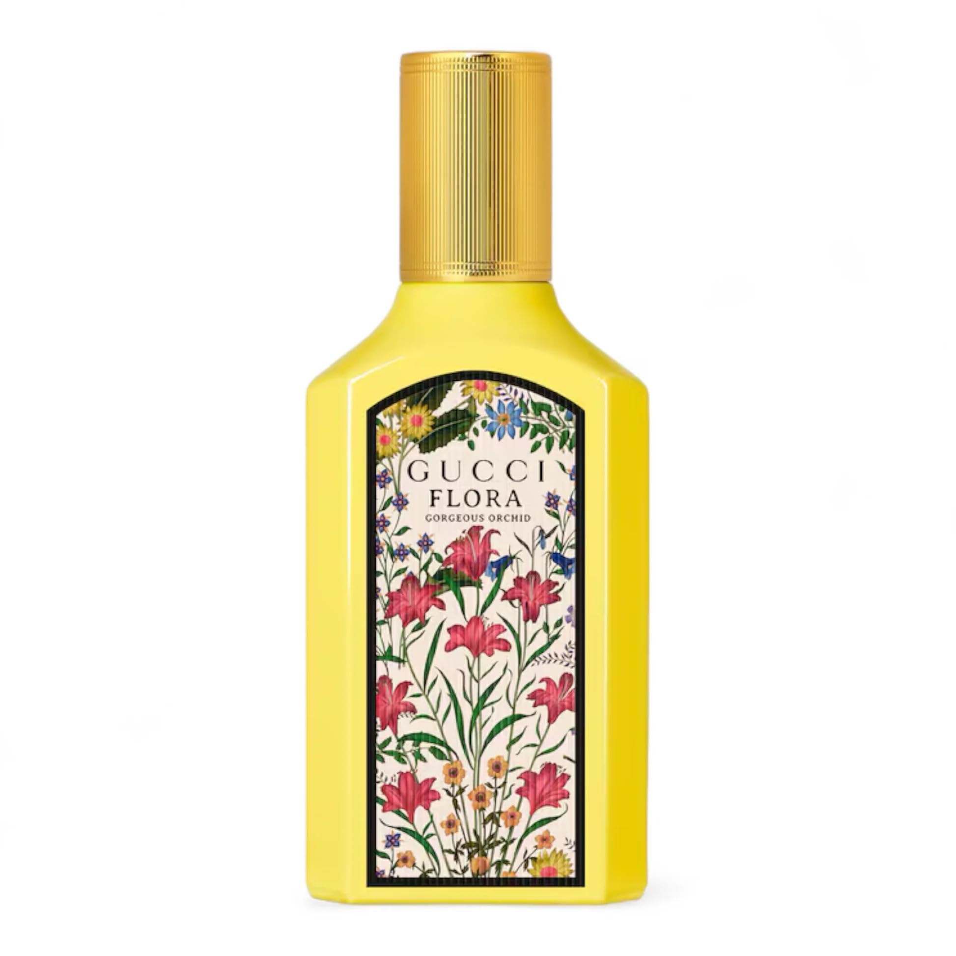 Gucci Flora Gorgeous Orchid EDP bottle, a floral fruity gourmand for elegant daily wear.