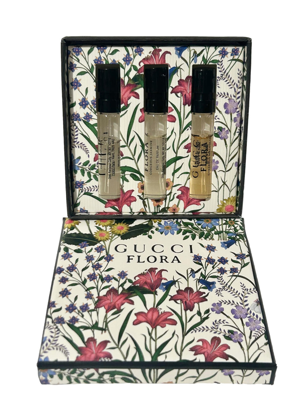 Gucci Flora sample set gardenia bottle for travel-friendly perfume
