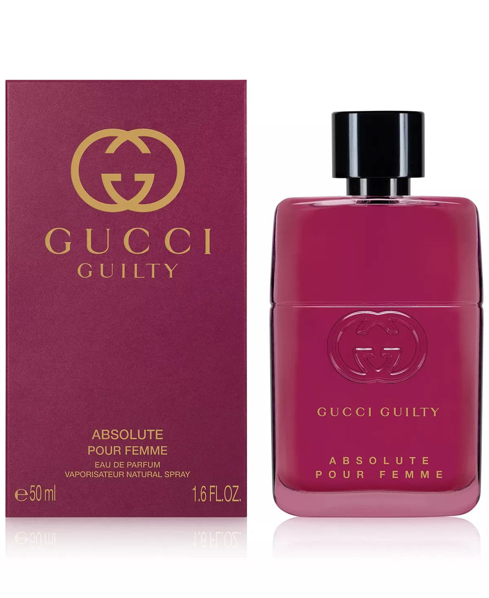 Gucci Guilty Absolute Pour Femme packaging shot highlights gift-ready presentation.
