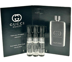 Gucci Guilty parfum spray 1.5 ml highlighting compact luxury for travel.